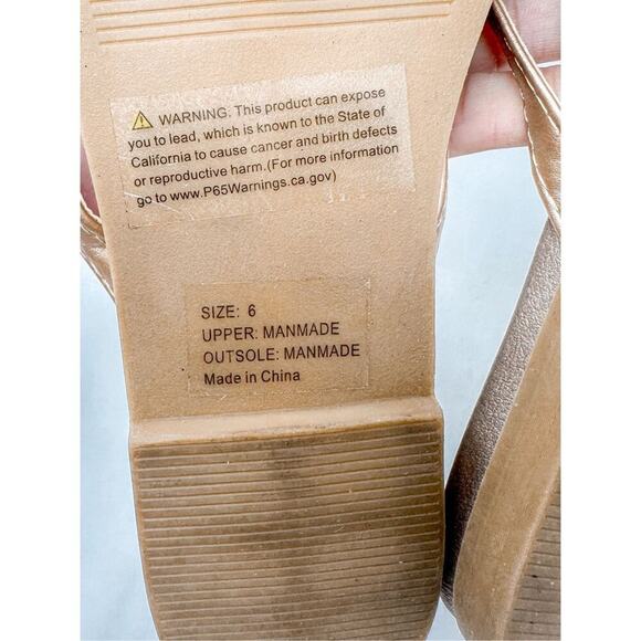 Olivia Miller Women's Tan Bow Gold Studded Flip Flop Slide Sandals Size 6 - Picture 9 of 9